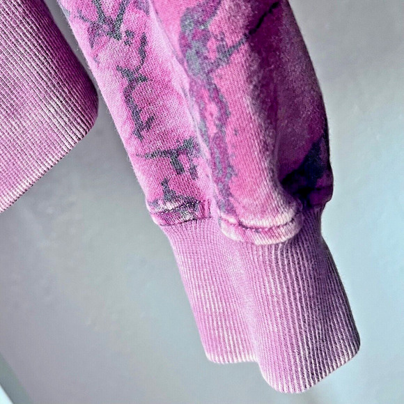 Joy Lab French Terry Sweatshirt Womens X-Small Red Pink Tie Dye Crop Boho Comfy - Picture 6 of 10